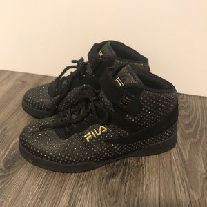 Rare Black and Gold Sparkly Fila Sneakers